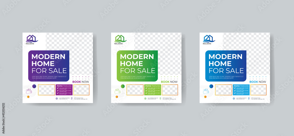 Real Estate Modern Home Sale, Social Media Post & Web banner Design Template