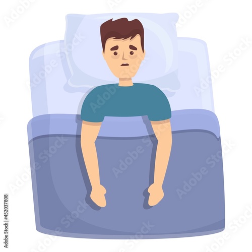 Boy sleepless icon cartoon vector. Insomnia sleep. Man disorder