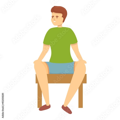 Resting man gym icon cartoon vector. Sport exercise. Active workout