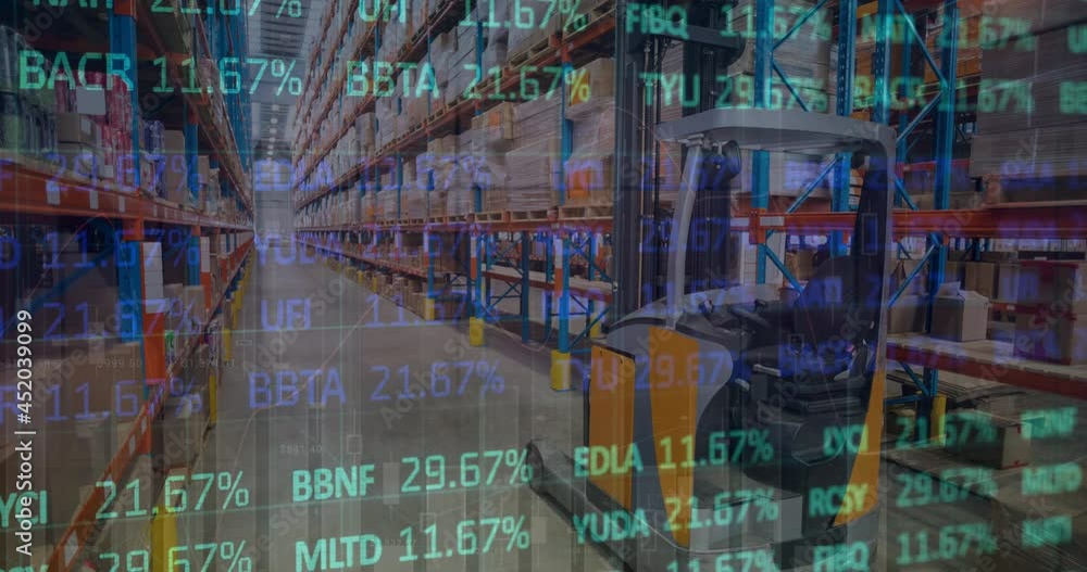 Animation of data processing over empty warehouse