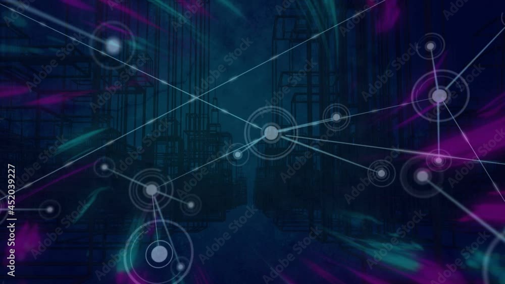 Animation of network of connections over cityscape Animation of network of connections over cityscape