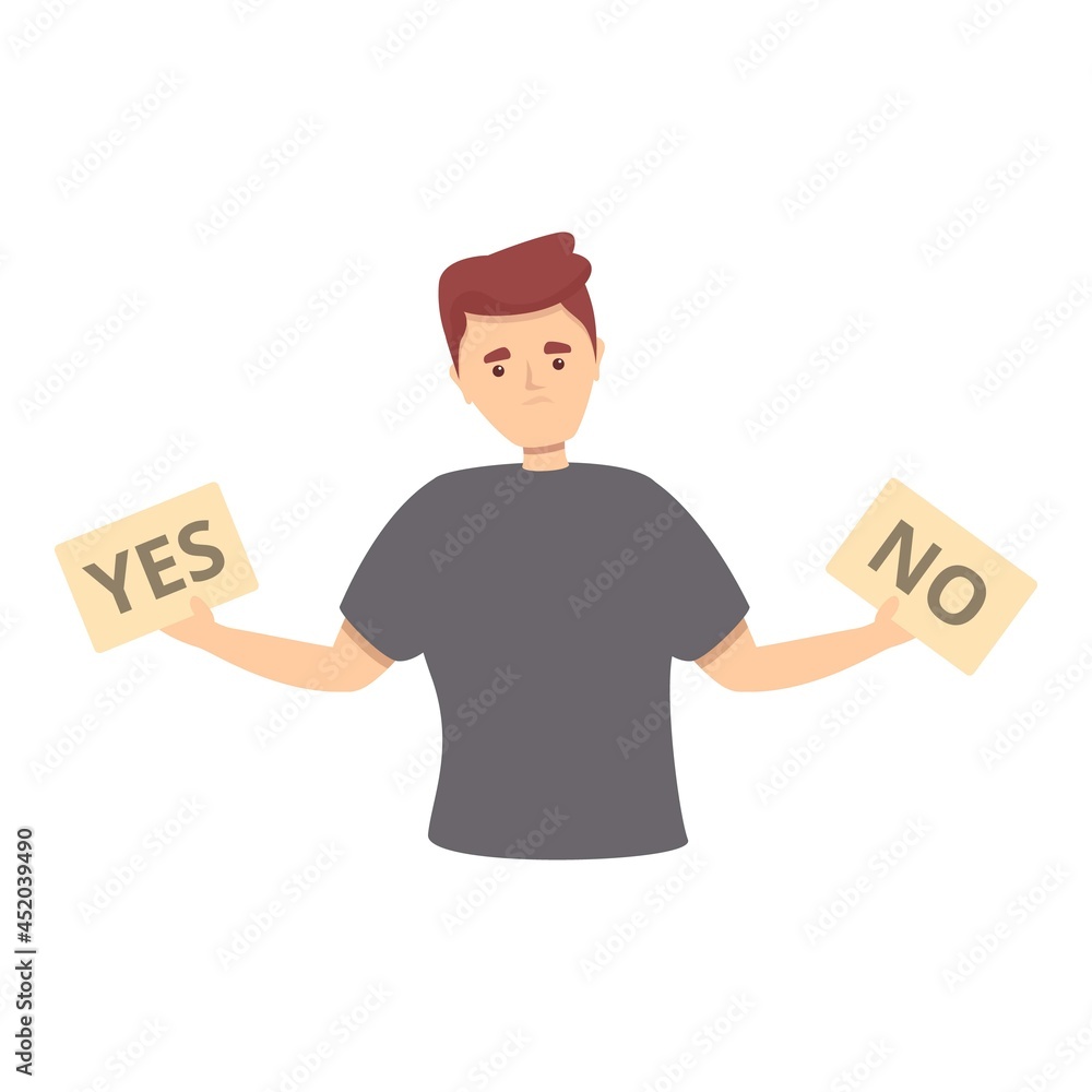 Uncertainty yes or no icon cartoon vector. Vuca ambiguity. Business question Uncertainty yes or no icon cartoon vector. Vuca ambiguity. Business question