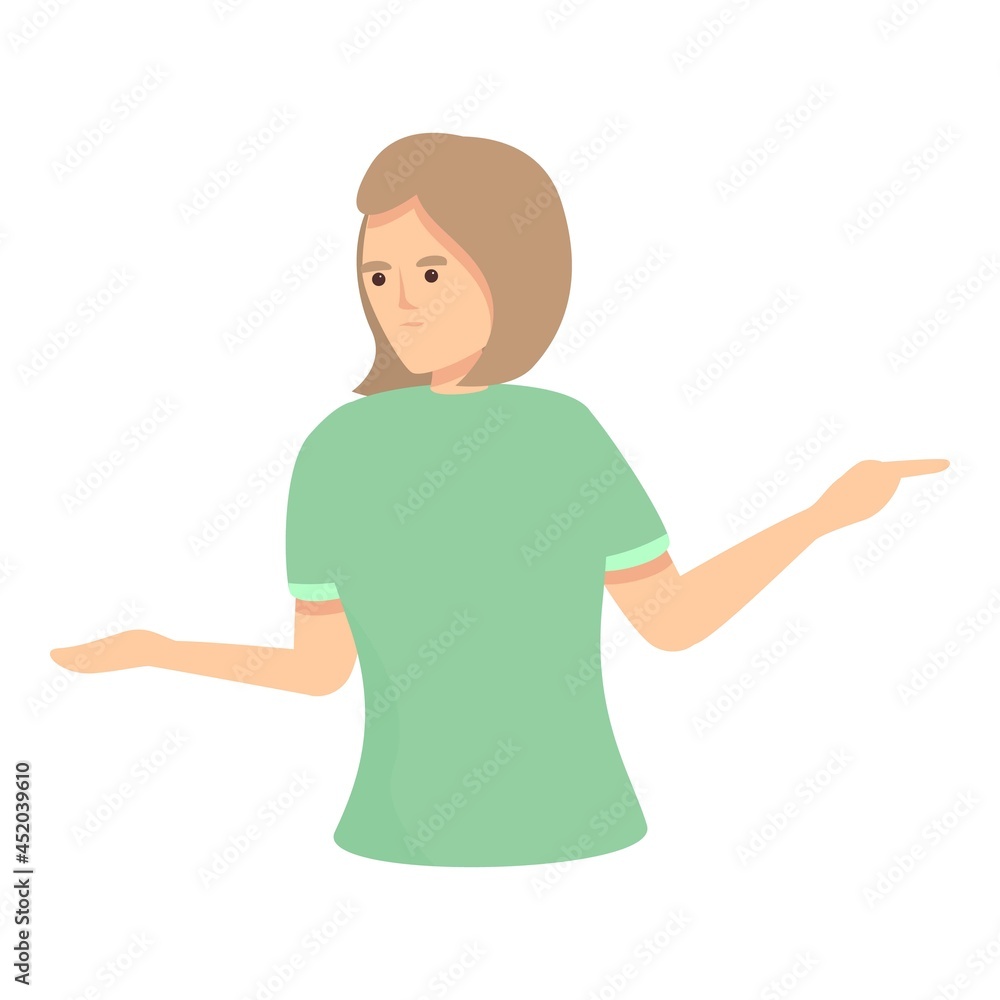 Woman choice icon cartoon vector. Vuca question. Ambiguity complex Woman choice icon cartoon vector. Vuca question. Ambiguity complex
