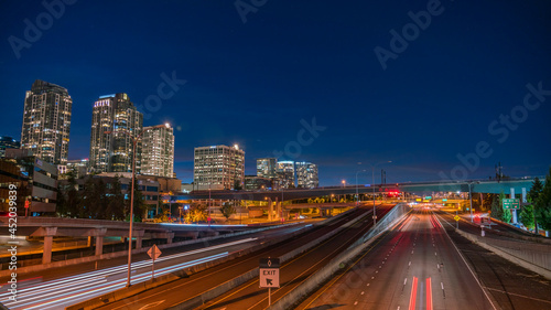 View of Traffic on Bellvue Highway with Office Building Skyline