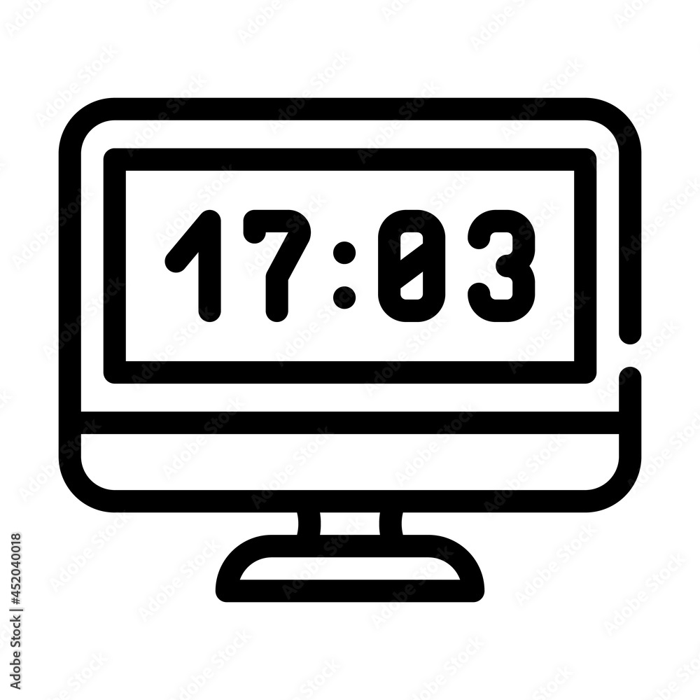 computer clock line icon vector. computer clock sign. isolated contour symbol black illustration computer clock line icon vector. computer clock sign. isolated contour symbol black illustration