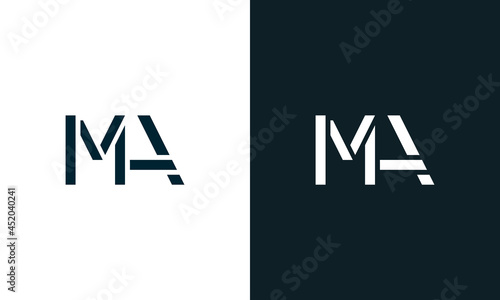 Creative minimal abstract letter MA logo.