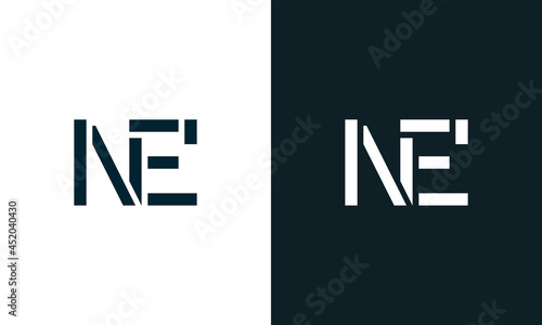 Creative minimal abstract letter NE logo.