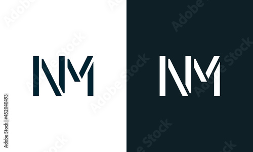 Creative minimal abstract letter NM logo. photo