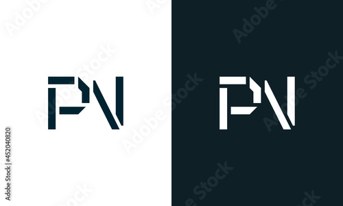 Creative minimal abstract letter PN logo.