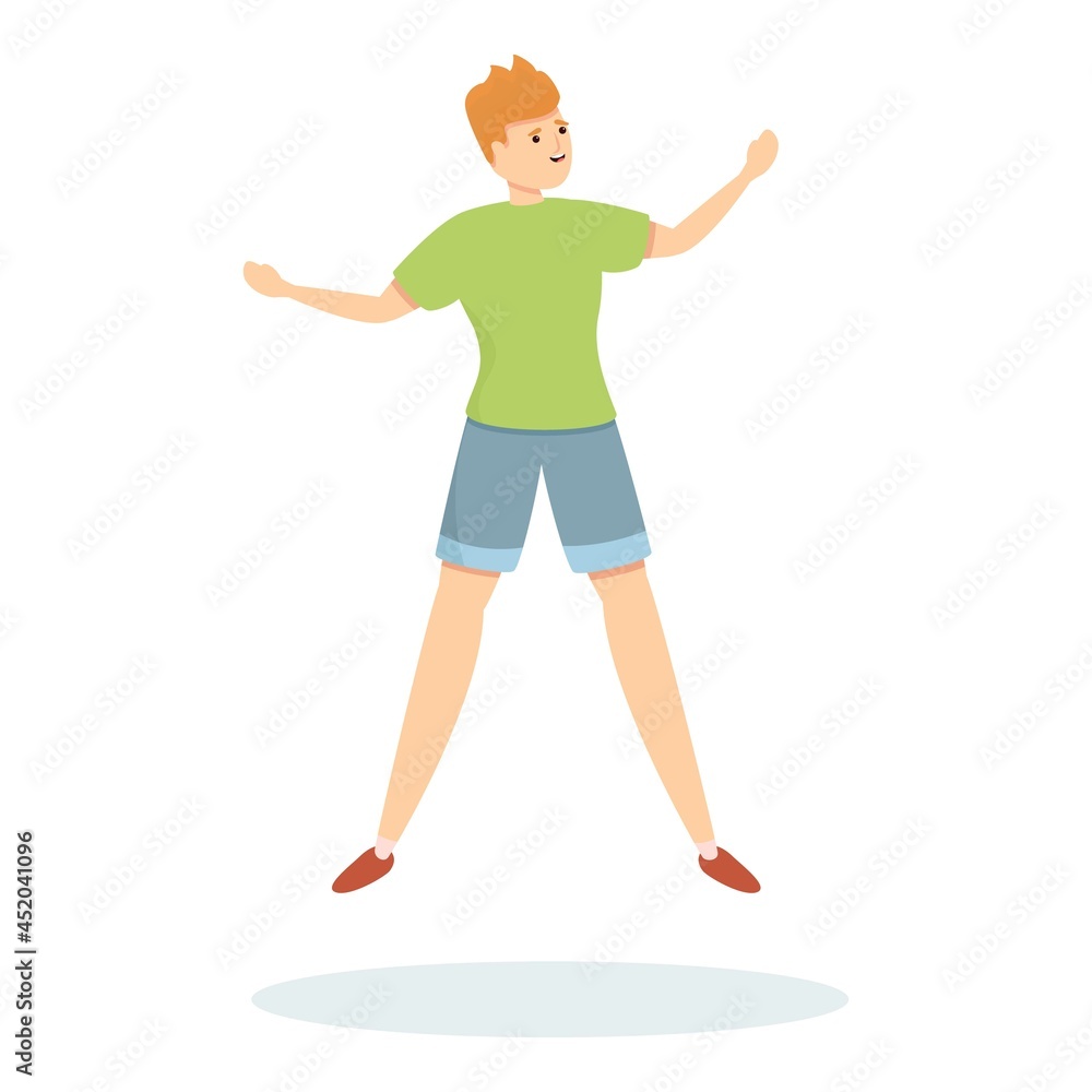 Jumping kid icon cartoon vector. Boy jump. Happy fun child