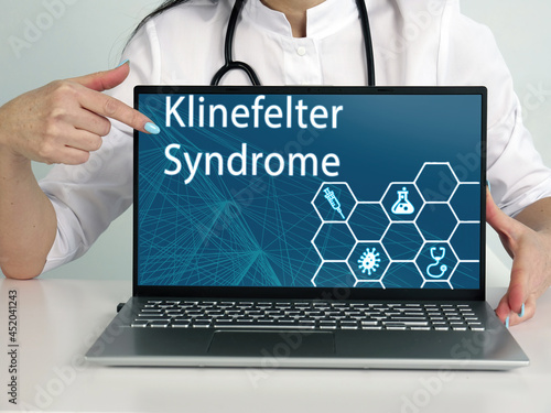  Klinefelter Syndrome phrase on the screen. Doctor use cell technologies at office.