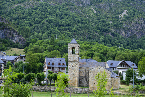 View of Camping Boneta Barruera church in beautiful nature in Spain photo