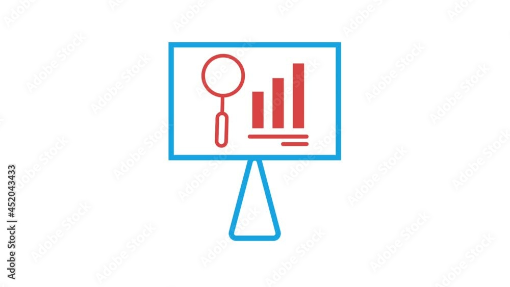 Simple chart analysis icon isolated on white with 4K loop animation. Simple chart analysis icon isolated on white with 4K loop animation.