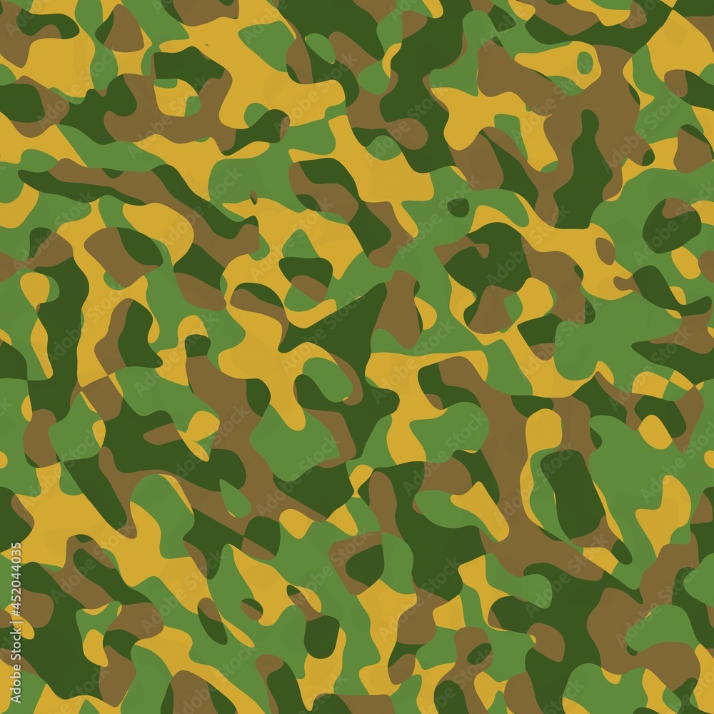 Fototapeta premium Seamless green and yellow camouflage pattern