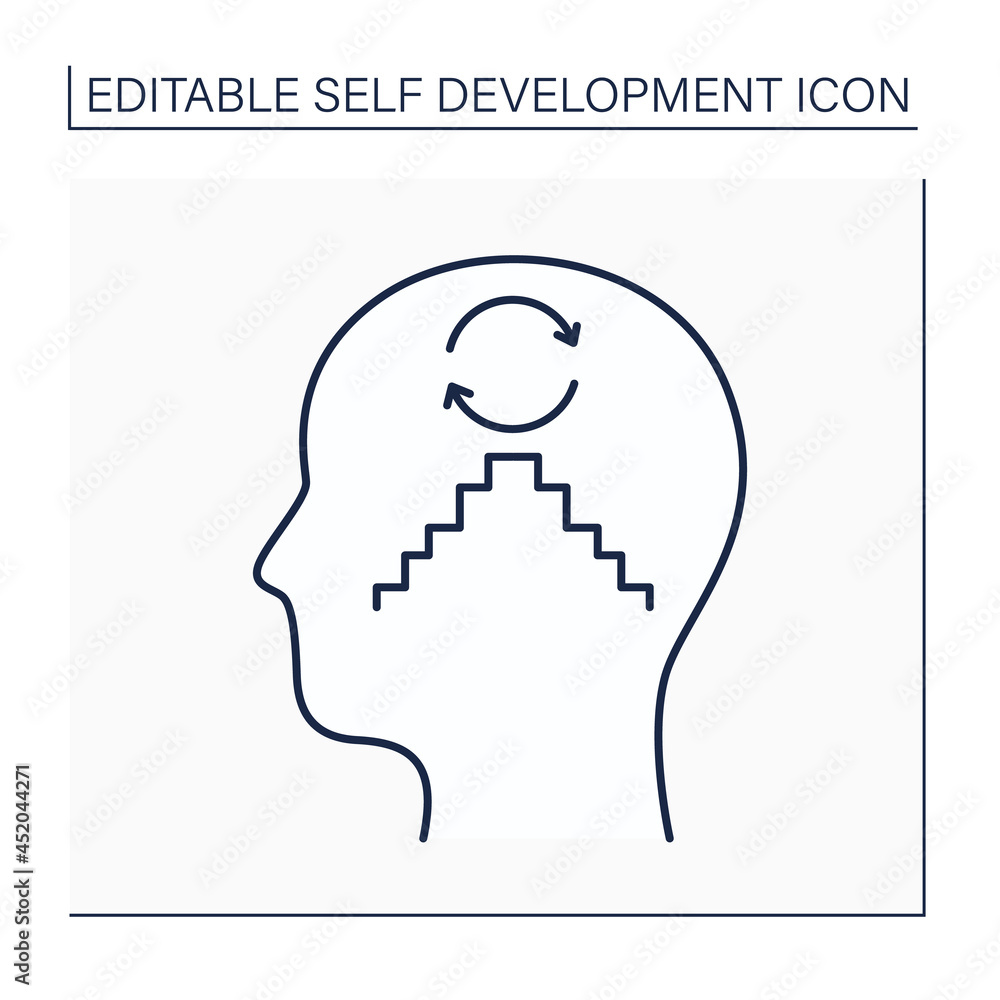 Habit creation line icon. Changing behavior, through regular repetition. Developing new habits. Self-development concept. Isolated vector illustration. Editable stroke Habit creation line icon. Changing behavior, through regular repetition. Developing new habits. Self-development concept. Isolated vector illustration. Editable stroke