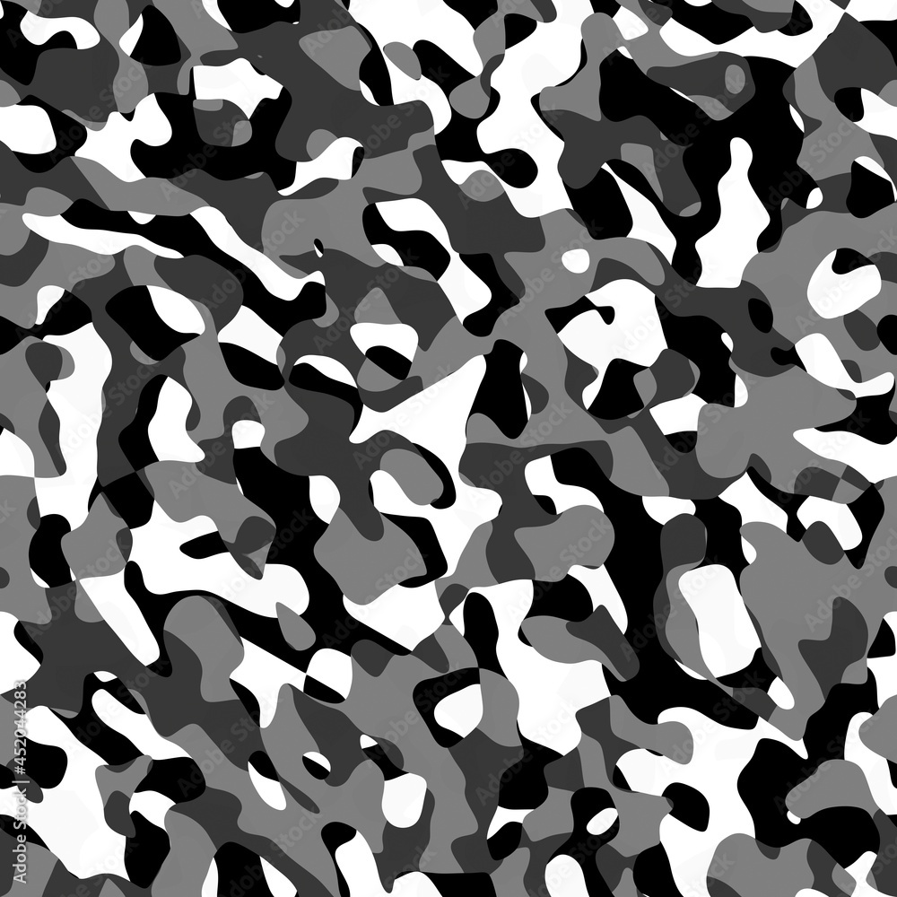 Seamless black white grey camouflage pattern texture Stock