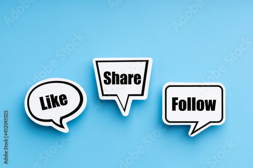 Like , Share, Follow Speech Bubbles #452045025