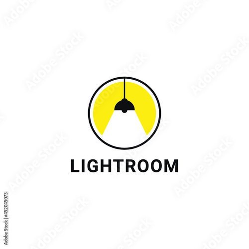 Simple lamp design for chandelier logo design vector on circle shape