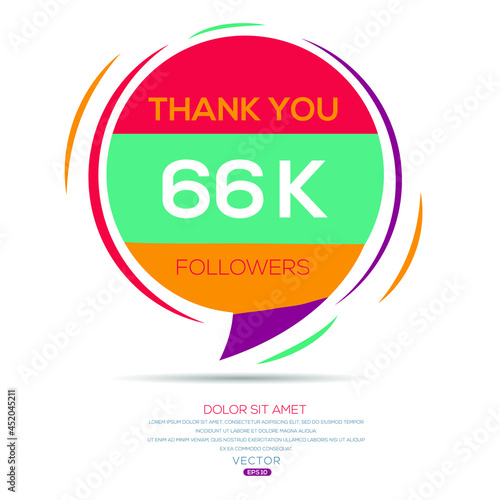 Creative Thank you (66k, 66000) followers celebration template design for social network and follower ,Vector illustration.
