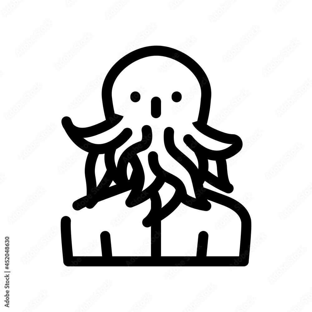 cthulhu fantasy character line icon vector. cthulhu fantasy character sign. isolated contour symbol black illustration cthulhu fantasy character line icon vector. cthulhu fantasy character sign. isolated contour symbol black illustration