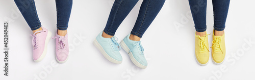 sneakers shoes color pink cyan yellow legs sports casual 