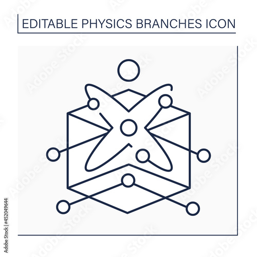 Solid-state physics line icon. Properties of solid materials. Electromagnetic and structural properties of crystalline solids. Physical branches concept. Isolated vector illustration. Editable stroke