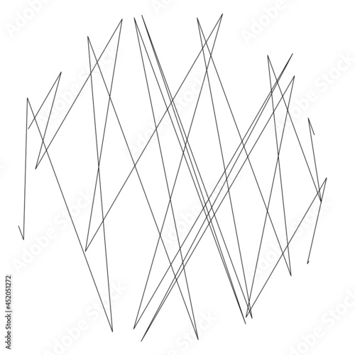 Geometric crisscross, zigzag, edgy lines element. Wavy, waving random lines, stripes