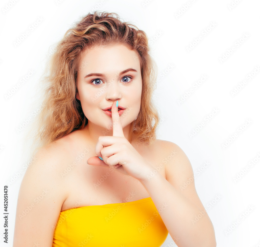 oung pretty blond girl posing happy smiling on white background isolated, lifestyle people concept oung pretty blond girl posing happy smiling on white background isolated, lifestyle people concept