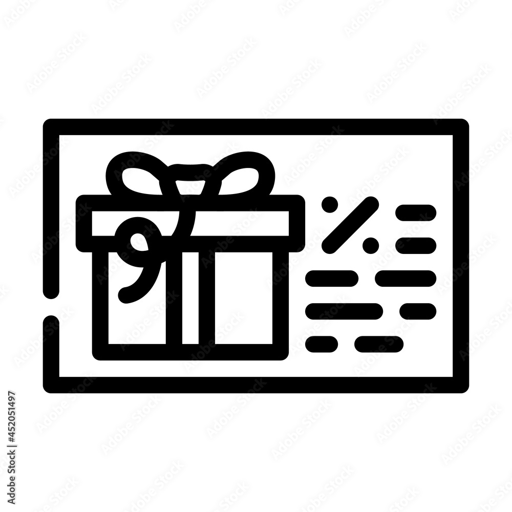 discount coupon gift line icon vector. discount coupon gift sign. isolated contour symbol black illustration discount coupon gift line icon vector. discount coupon gift sign. isolated contour symbol black illustration