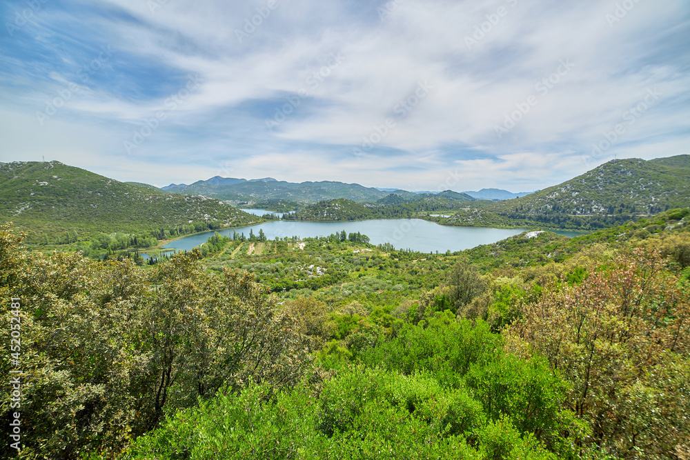Bacinska lakes top view for dalmatian landscape in Croatia