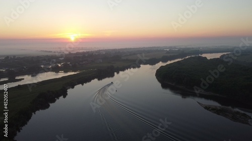 sunset over the river