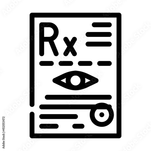 recipe ophthalmology line icon vector. recipe ophthalmology sign. isolated contour symbol black illustration