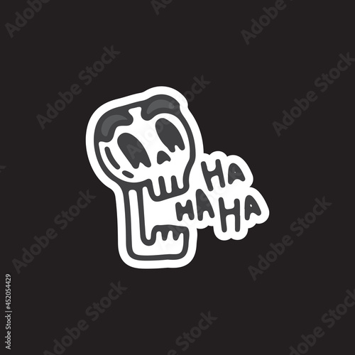 Laughing skull illustration. Vector graphics for t-shirt prints and sticker.