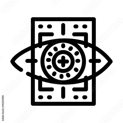 eye with mesh ophthalmology line icon vector. eye with mesh ophthalmology sign. isolated contour symbol black illustration