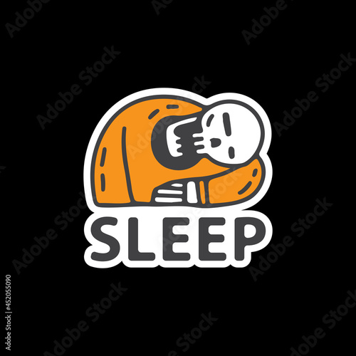 Sleeping skull illustration. Vector graphics for t-shirt prints and other uses.