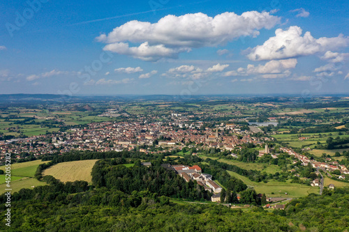 aerial view on the medieval town of autun in bourgogne photo