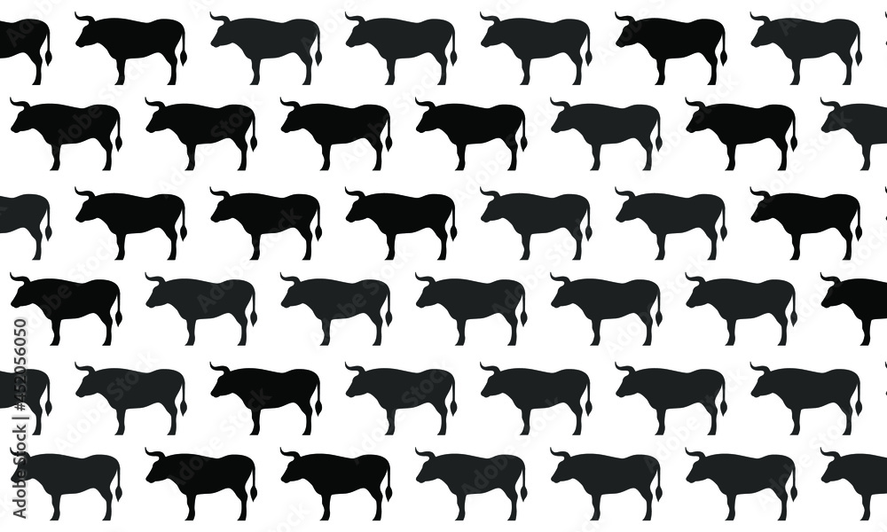 Black and White Bull Seamless Pattern Background Black and White Bull Seamless Pattern Background