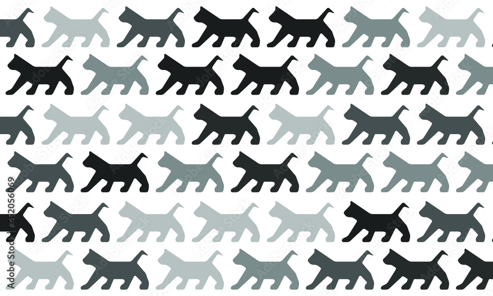 Black and White Cat Seamless Pattern Background