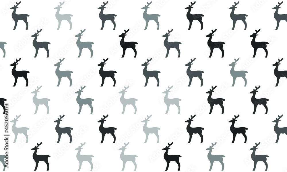 Black and White Deer Seamless Pattern Background