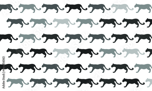 Black and White Cougar Seamless Pattern Background