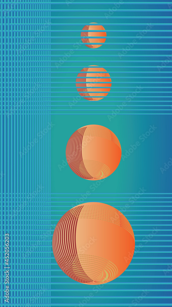 Abstract paint background with rectangles and spheres. Modern vector design
