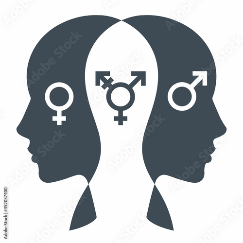 transgender person icon. average sex in humans. flat vector illustration.