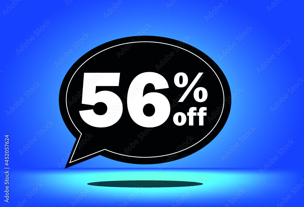 56% off - black and blue floating balloon - with blue background - banner for discount and reduction promotional offers 56% off - black and blue floating balloon - with blue background - banner for discount and reduction promotional offers