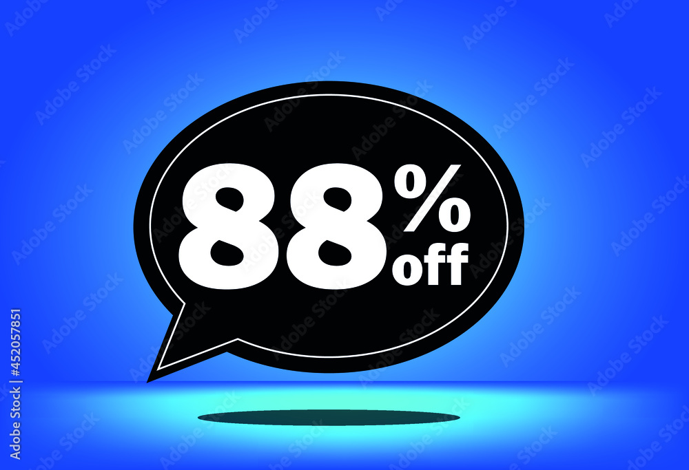 88% off - black and blue floating balloon - with blue background - banner for discount and reduction promotional offers 88% off - black and blue floating balloon - with blue background - banner for discount and reduction promotional offers