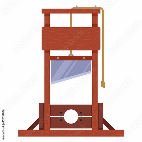 wooden guillotine for the execution of a person. flat vector illustration