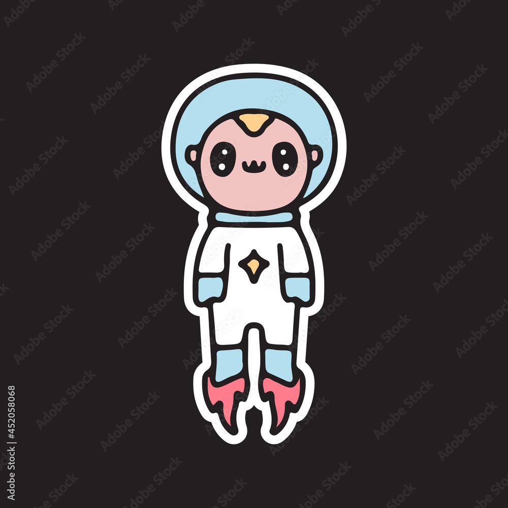 Cute baby with astronaut suit on the space. illustration for t shirt, poster, logo, sticker, or apparel merchandise. Cute baby with astronaut suit on the space. illustration for t shirt, poster, logo, sticker, or apparel merchandise.