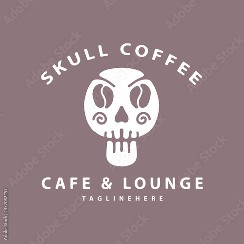 Retro skull head with coffee beans in the eye. illustration for t shirt, poster, logo, sticker, or apparel merchandise.