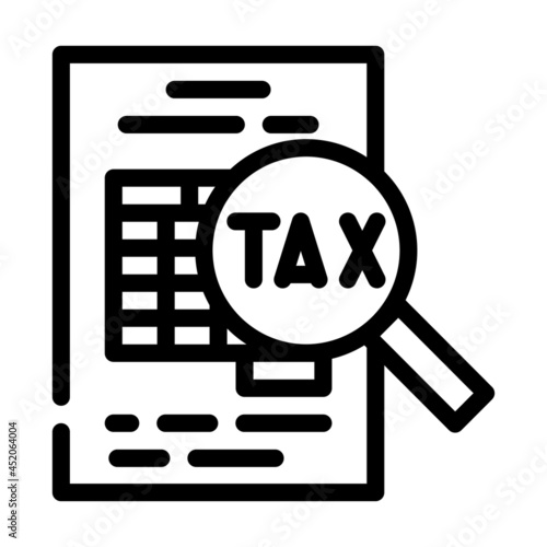 searching tax line icon vector. searching tax sign. isolated contour symbol black illustration
