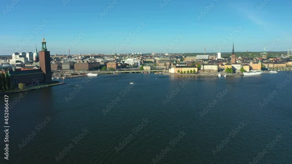 Drone aerial shot Stockholm Cityskyline. Summer day in the capital of Sweden. Drone aerial shot Stockholm Cityskyline. Summer day in the capital of Sweden.