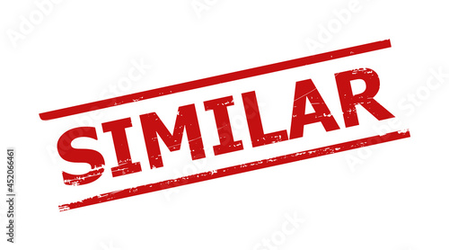Red SIMILAR seal stamp. SIMILAR watermark with parallel line elements. Rough SIMILAR seal stamp in red color, with grunge surface.